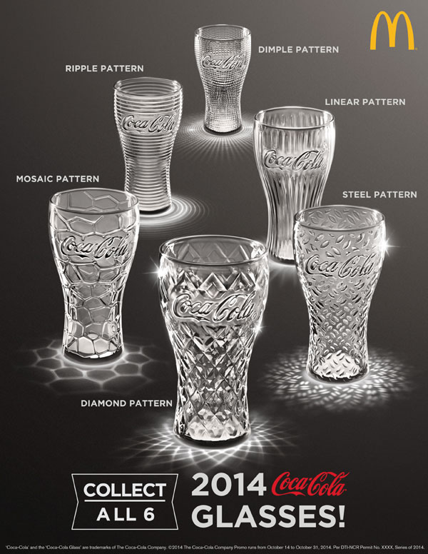 Collect all limited edition elegant 2014 McDonald’s CocaCola Glasses